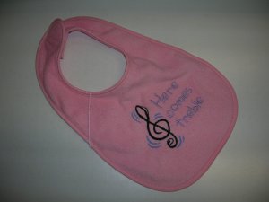 Infant's Bib- "Here Comes Treble"
