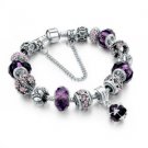 SILVER PLATED FIT PANDORA WOMEN BRACELET CRYSTAL BEADS