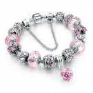 SILVER PLATED FIT PANDORA WOMEN BRACELET CRYSTAL BEADS