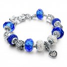 SILVER PLATED FIT PANDORA WOMEN BRACELET CRYSTAL BEADS