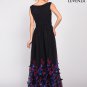 Black Tulle Formal Evening Dress with Blue and Red Butterfly Appliqué