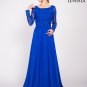 Royal Blue Floor Length Lace Evening Gown with Rhinestone Embellishment