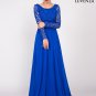 Royal Blue Floor Length Lace Evening Gown with Rhinestone Embellishment
