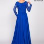 Royal Blue Floor Length Lace Evening Gown with Rhinestone Embellishment