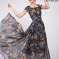 Black Floral Chiffon Maxi Dress with Muti-Color Floral Print