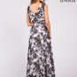 Black and White Floral Print Maxi Dancing Dress with Boat Neckline