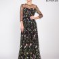 Black Tulle Floor Length Dress with Colorful Floral Embroidery