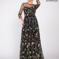 Black Tulle Floor Length Dress with Colorful Floral Embroidery