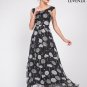 Black Silk Chiffon Dandelion Print Maxi Dress with Empire Waist