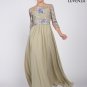Light Green Floral Embroidered Tulle Chiffon Evening Dress with Peplum Waist