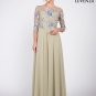 Light Green Floral Embroidered Tulle Chiffon Evening Dress with Peplum Waist