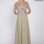 Light Green Floral Embroidered Tulle Chiffon Evening Dress with Peplum Waist