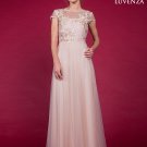 Floor Length Champagne Prom Dress with Floral Embroidered Lace Bodice