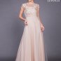 Floor Length Champagne Prom Dress with Floral Embroidered Lace Bodice