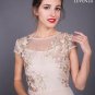Floor Length Champagne Prom Dress with Floral Embroidered Lace Bodice