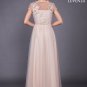 Floor Length Champagne Prom Dress with Floral Embroidered Lace Bodice
