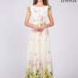 Artsy Yellow Chiffon Floral Prom Dress with Rainbow Floral Print and Extra Wide Skirt Hem