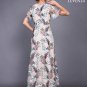 Nude Pink Floral Embroidered Organza Lace Floor Length Evening Dress