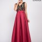 Black Embroidered Tulle Lace Bodice Prom Dress with Long Shiny Red Satin Skirt Regular price