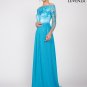 Floor Length Sky Blue Off the Shoulder Evening Gown with Hand-Sewn Sequin Embellishment