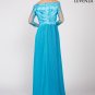 Floor Length Sky Blue Off the Shoulder Evening Gown with Hand-Sewn Sequin Embellishment