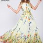 Light Yellow Draped Neck Floor Length Sundress with Multi-Color Floral Print