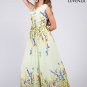 Light Yellow Draped Neck Floor Length Sundress with Multi-Color Floral Print