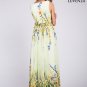 Light Yellow Draped Neck Floor Length Sundress with Multi-Color Floral Print