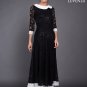 Retro A Line Silhouette Black Lace Maxi Dress with White Lace Trim