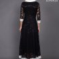 Retro A Line Silhouette Black Lace Maxi Dress with White Lace Trim