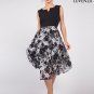 Black Ink Paint Style Floral Mini Dress with Pleated Top and Vented Neck