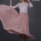 Dusty Rose Pink Maxi Dress with White Sequinned Butterfly Lace and Floral Peplum
