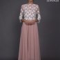 Dusty Rose Pink Maxi Dress with White Sequinned Butterfly Lace and Floral Peplum