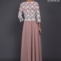Dusty Rose Pink Maxi Dress with White Sequinned Butterfly Lace and Floral Peplum