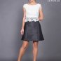 Black Mikado Mini Cocktail Dress with White Lace Peplum Top