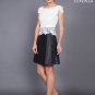 Black Mikado Mini Cocktail Dress with White Lace Peplum Top
