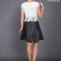 Black Mikado Mini Cocktail Dress with White Lace Peplum Top