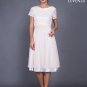 Nude Pink Lace Chiffon Fit and Flare Mini Dress with Scalloped Neck and Layered Skirt