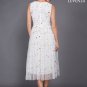 White Embroidered Floral Tulle Lace Midi Dress with Pleated Top