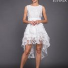 White Organza Hi Lo Hem Dress with Layered Skirt