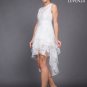 White Organza Hi Lo Hem Dress with Layered Skirt