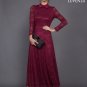 Long Sleeve Maroon Lace Maxi Dress with Shirt Collar