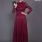 Long Sleeve Maroon Lace Maxi Dress with Shirt Collar