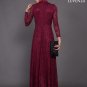 Long Sleeve Maroon Lace Maxi Dress with Shirt Collar