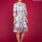 Light Gray Organza Aline Mini Dress with Three Quarter Sleeves