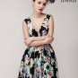 Sexy Open Back Multi-Color Neon Floral Print Floor Length Evening Dress