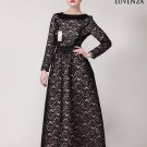 Vintage Style Black Maxi Length Evening Dress with Nude Lining