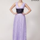 Fitted Stretchy Floral Lace Maxi Length Dress wit Wide Black Lace Band