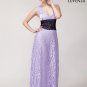 Fitted Stretchy Floral Lace Maxi Length Dress wit Wide Black Lace Band