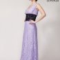 Fitted Stretchy Floral Lace Maxi Length Dress wit Wide Black Lace Band